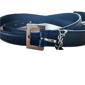 YSL black Cassandre Logo Belt